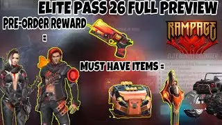 Elite Pass Season 26 (RAMPAGE) Full Preview | Pre-Order | Free Fire
