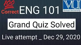 ENG101 Grand Quiz || Fall 2020 Live Attempt