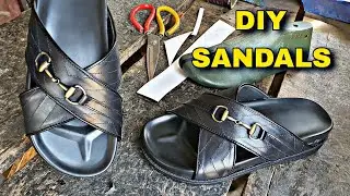 DIY Luxury Leather Sandals at Home | Gucci-Inspired Cross Strap Slides Tutorial (Step-by-Step) 