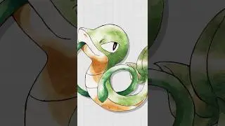 Unova starters as Gen 1 Pokemon: Snivy in the Sugimori art style! #pokemon #watercolor #art #unova