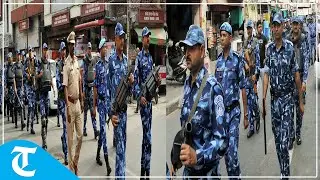 Rapid Action Force personnel conduct flag march in Amritsar