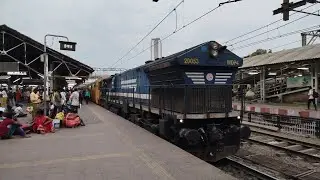Gooty OG cab WDP4 20053 leading 17617 (CSMT-NED) Tapovan express departing Kalyan