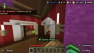 Short friend in murder mystery Minecraft.