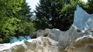 Ice Mountain Bobsled Roller Coaster Ride Through (Front Car POV) - Enchanted Forest