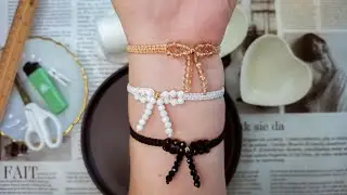 PULSERA DE HILO b&aacute;sica nudo plano con lazo de cristales utilizando el mismo hilo 🖤🤍EASY BRACELET