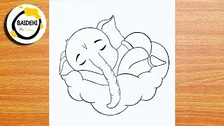 Cute Ganpati Sleeping on the Cloud | Easy Drawing of Ganpati Bappa | God Drawing