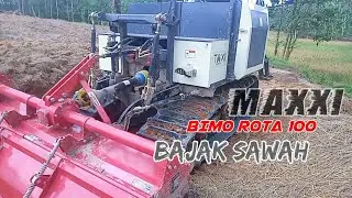 Moderen Rotari Tractor bimo rota 100 uji coba bajak sawah