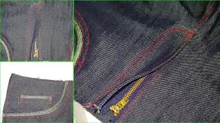 Jeans Pocket & zip fly | How to sew zipper fly