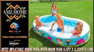 Describing Intex Inflatable Kiddie Pool with Drain Plug 8.5ft x 5.25ft x 18in, Amazon