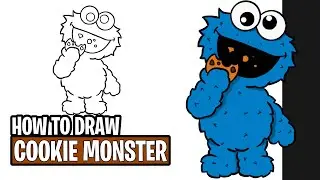 How to draw the Cookie Monster from Sesame Street | Cum sa il desenezi pe Cookie Monster