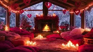 Romantic Valentine Fireplace Ambience ❤️🌹 Soft Snowfall & Cozy Love Vibes for Deep Relaxation
