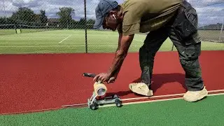 Painting Tennis Court Lines at Aylesbury Tennis Club
