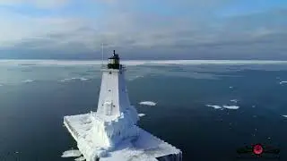 Stunning 4K Frozen Drone Footage Of Ludington Lighthouse Covered In Ice Polar Vortex Travel