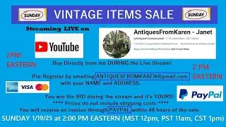 LIVE Vintage Sale 1/19 SUNDAY 2pm EST BUY DURING THE STREAM