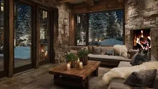 Winter Lodge Fireplace Jazz ❄️ Gentle Snowfall & Cozy Lounge Ambience for Relax & Recharge
