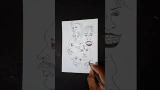 multi head composition drawing#both man and women head drawing#shorts#short video#Rn art classes#