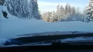 Driving at snowy roads of Finland