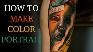 Color Realistic Portrait Tattoo Time Lapse