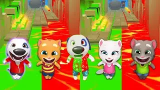 TALKING TOM GOLD RUN ALL CLASSIC CHARACTERS GREEN RED LAVA FALLS DOWN WITH HAWAI SUPERSPEED GAMEPLAY