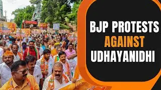 BJP workers holds protest of Tamil Nadu Minister Udhayanidhi Stalin over his controversial statement