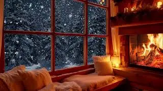 Cozy Snow Night Jazz ❄️ Fireplace Sounds for Focus and Peaceful Thinking