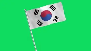 South Korea Flag Animation 4K Green Screen