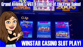 NICE WIN! GRAND AVENUE SLOT MACHINE - VGT LAND OF THE FREE SPINS - RED SCREENS!