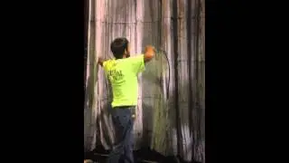Applying Fire Retardant to Stage Curtains @ House of Blues