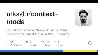 GitHub - mksglu/context-mode: Context window optimization for AI coding agents. Sandboxes tool ou...