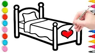Bedtime Picture Drawing | Painting and Coloring | Beautiful and Easy Bed Drawing For Kids ||