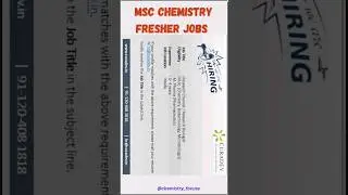 M.Sc. Chemistry Fresher Job for Research Chemist position at Noida #mscchemistryjobs #noidajobs