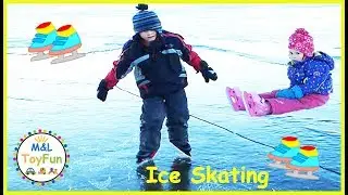 Funny kids Learning To Ice Skate Adventure On The Frozen Lake Nursery Rhyme Songs For Kids ML ToyFun