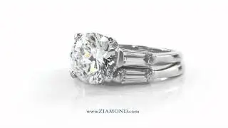 Round 3 Carat Lab Grown Diamond Alternative Cubic Zirconia Baguette Matching Wedding Set by Ziamond