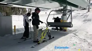 How to get on a ski lift with a ski bike.