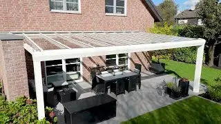 Rooftop Art - Comfortline Reinweiss Terrassen&uuml;berdachung Wandmontage