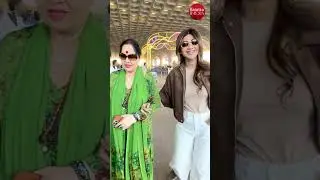 #ShilpaShetty and her mother serving heartwarming family goals as they got spotted at the airport💚🤎
