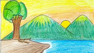 How To Draw Nature Scenery#Mountain View#Easy Scenery