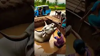 a cow saved by villagers 🐄 🐮 #shorts #ai #animals