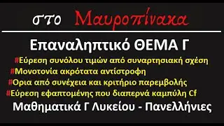 Επαναληπτικό Θέμα Γ (Εύρεση συνόλου τιμών από συναρτησιακή σχέση, αντίστροφη, όρια, εφαπτομένη)