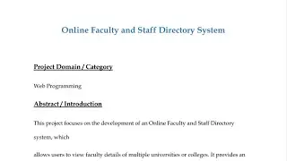 Online Faculty and Staff Directory System | How to Make Design Document | #cs619designdocument