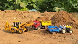 JCB 5cx fully loading river sand Tata 4823 truck | Gadi wala JCB | Toys JCB and truck Cartoon 3dx