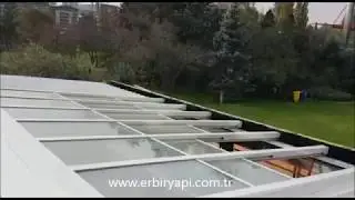 ERBİR YAPI, sliding glass roof systems restaurant cafe, sliding roof