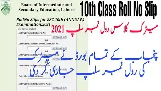 10th Class Roll No Slip 2021|Matric Roll No Slip 2021| All Punjab Board Roll No Slip #Shorts