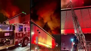 Huge fire sparked on roof of city&rsquo;s convention center in North Carolina