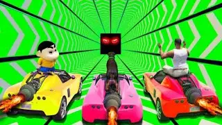 FRANKLIN TRIED UPWARD STAIR MEGA RAMP CHALLENGE BY CARS BIKES GTA 5 | SHINCHAN and CHOP GAMEPLAY 