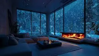 Winter Wind and Snow with Indoor Fireplace Sounds for Deep Sleep, Stress Relief and Cozy Night FX