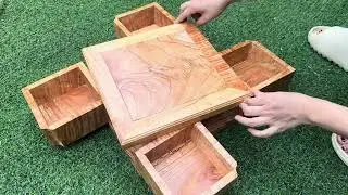 Creative woodworking // How to make a wooden box that opens and rotates