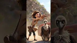 🦅🛑 Roadside Miracle: Vulture's Instinctive Save! 🚗⛰️ #animation #funny #cartoon #animals