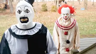 Pennywise and the Terrifier Surprise Attack with Double Scary Clown Chase - WeeeClown Around
