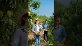 Cute girl harvesting mango  #usafarming #farming #farm life